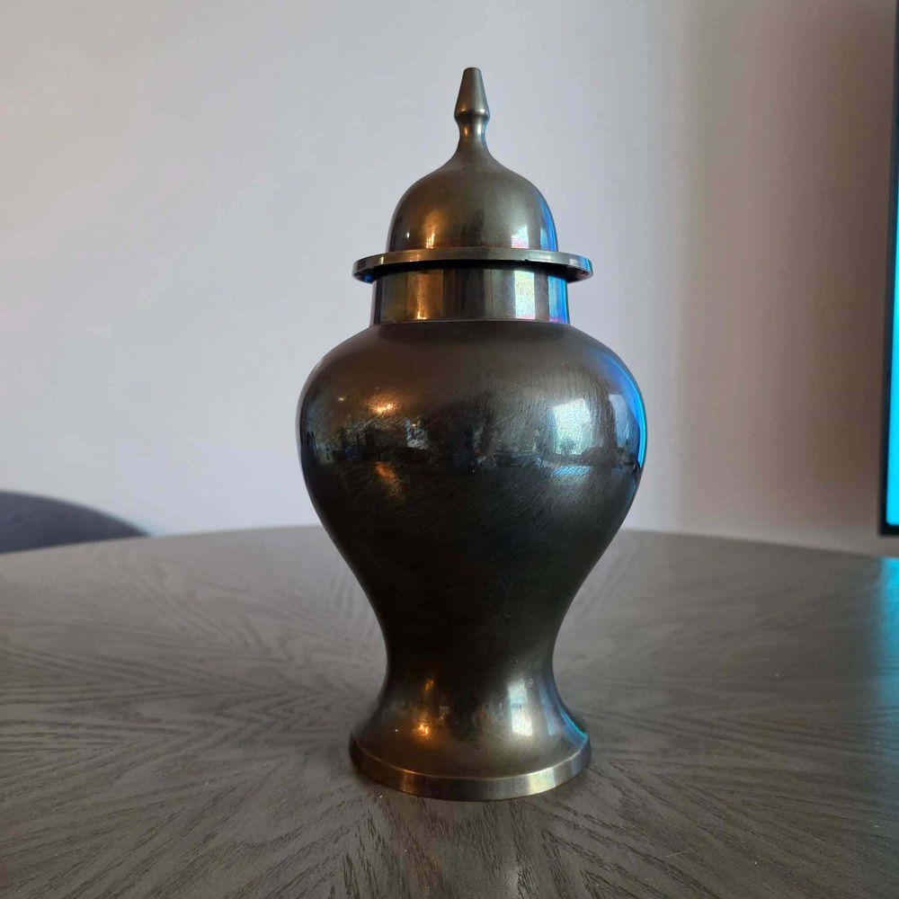 Vintage Rosenthal Netter Brass Ginger Jar Urn Lidded Made in India MCM